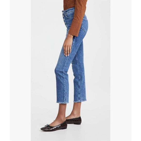 PAIGE 27 Cindy Vintage High Rise Exposed Buttonfly Straight Leg Jean - Picture 3 of 11